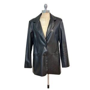 Rebecca Minkoff Womens Black Faux Leather Blazer Jacket Medium